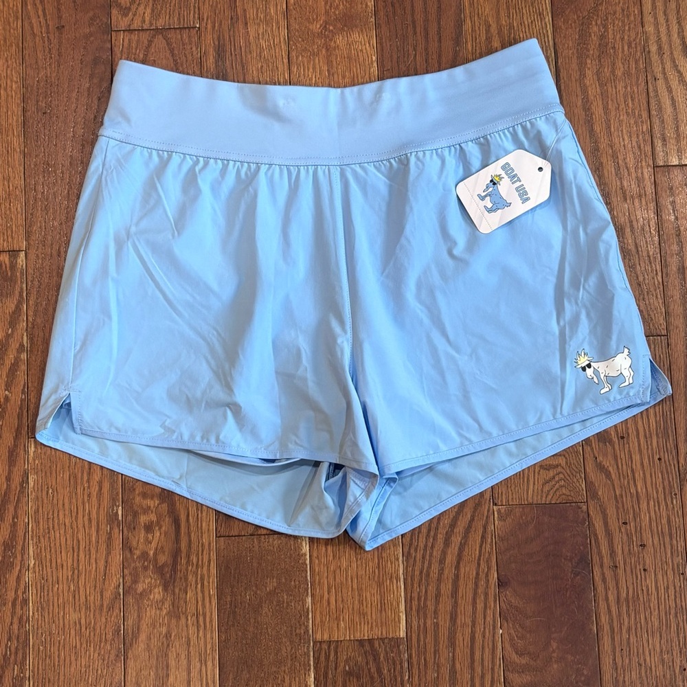 GOAT USA Women’s Woven Athletic Shorts, Bike short Lined, Carolina Blue, Large